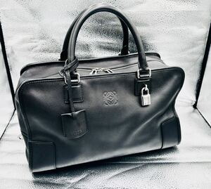 【1円〜】 LOEWE ロエベ　アマソナ35　ハンドバッグ　カデナ・クロシェット レザー ミニ ボストンバッグ ブラック