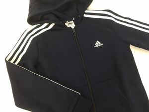 新品■アディダス adidas キッズ パーカー 130 ネイビー ホワイトライン 裏起毛 GQ8902