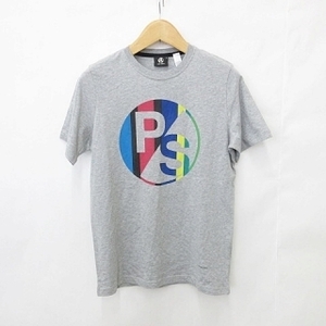 ピーエスポールスミス PS Paul Smith カットソーTシャツ 半袖 丸首 プリント イラスト コットン グレー M メンズ