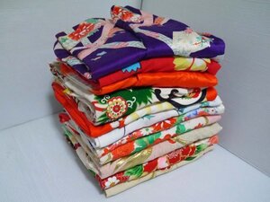 【KIRUKIRU】2）昭和レトロ 子供着物 11点 kimono 古布 古裂 リメイク 材料 人形細工 生地 ハンドメイド 手芸 裁縫 ジャンク