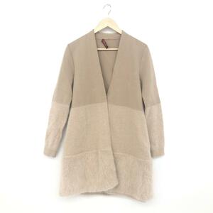 良好◆MaxMara STUDIO マックスマーラスタジオ ロングカーディガン ◆ ベージュ レディース 異素材切替 トップス