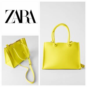 新品　ZARA ミニトート　ショルダーバッグ　2way イエロー ライム　トートバッグ　20716