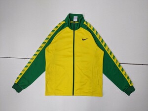 6．NIKE 00s オールド ナイキ ロゴ サイドライン スウォッシュ ジャージ トラックジャケット Y2K ストリート メンズM黄色緑 x604