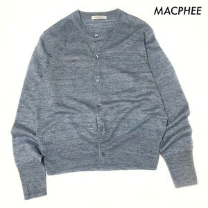 【送料無料】MACPHEE マカフィー★長袖カーディガン リネン素材 クルーネック ブルー 青 トゥモローランド