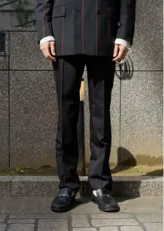 【訳あり】LITTLEBIG  ストライプ　ズボン　パンツ　ストレート　赤　黒