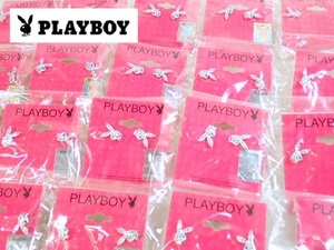 4214C[A]デッドストック品♪PLAYBOY◆プレイボーイ/ピアス/キラキラ シルバーカラー/台紙付き/アクセサリー/まとめ売り 20点セット♪