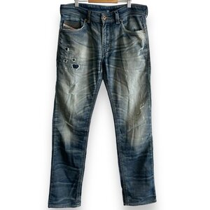 美品 DIESEL ディーゼル THAVAR ジップフライ ヴィンテージ加工 ストレッチ ジョグジーンズ デニムパンツ 30 インディゴブルー