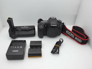 ☆Canon キャノン EOS 80D デジタル一眼レフカメラ バッテリーグリップ・リモートスイッチ付 動作確認済 USED 良品☆