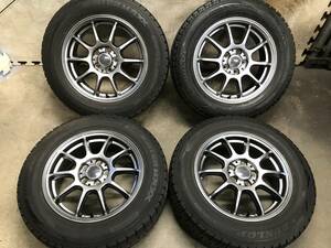 【195/65R15】バリ山ダンロップ スタッドレスタイヤ 【15×6J+45 PCD100 5H】アルミホイール 4本 プリウス,カローラツーリング,wish