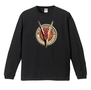 V8 エンブレム エンジン ロングTシャツ リブ付き 黒 ブラック (S/M/L/XL) 長袖 ホットロッド オールズモービル ビュイック H33