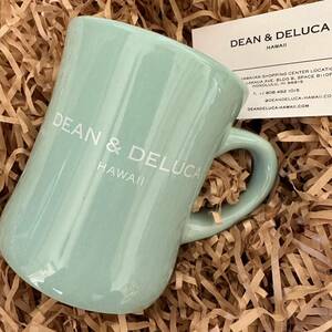 ハワイ DEAN&DELUCA ディーンアンドデルーカ ハワイ限定 マグカップ ティファニーブルー ショップカード リボン付き 水色 新品 未使用