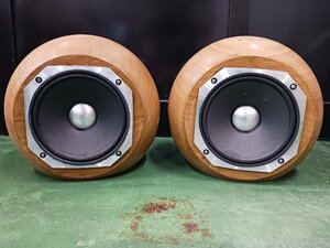 [EK0100］中古現状品 石製スピーカー① ペア 自作？ 特許品？ FOSTEX F200A 20cmフルレンジ オーディオ 音出ました 1000円スタート！