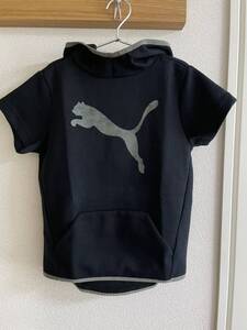 PUMA プーマ☆半袖 スウェット パーカー☆黒☆ロンTとの重ね着に☆子供服 キッズ サイズ 130