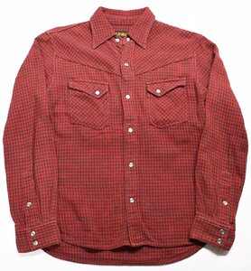 THE FLAT HEAD (フラットヘッド) HEAVY NEL WESTERN SHIRT / ヘビーネル ウエスタンシャツ 美品 レッド size 36 / 千鳥格子