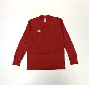 adidas アディダス // CLIMALITE 長袖 ロゴマークプリント Vネック Tシャツ (赤) サイズ M