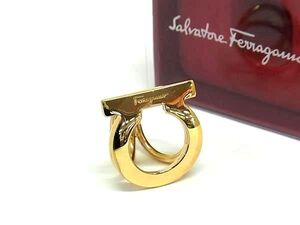 1円 ■極美品■ Salvatore Ferragamo フェラガモ ガンチーニ スカーフリング スカーフ留め アクセサリー レディース ゴールド系 FJ4508