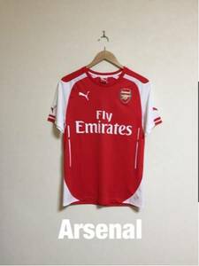 【美品】 PUMA ARSENAL プーマ アーセナル 2014-2015 ホーム ユニフォーム プレミアリーグ サッカー 半袖 USサイズS レッドホワイト 746446