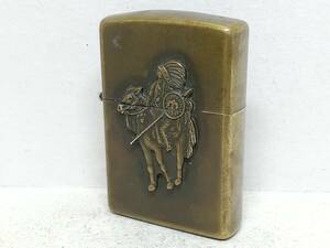 M247-135　ZIPPO/ジッポー　オイルライター　メタル ネイティブインディアン SOLID BRASS　I/Ⅷ【中古品】