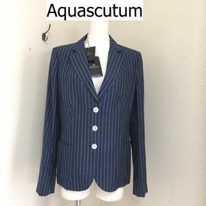 タグ付き Aquascutum【アクアスキュータム】レディース テーラード ジャケット　春　夏 　L ネイビー　オフィス