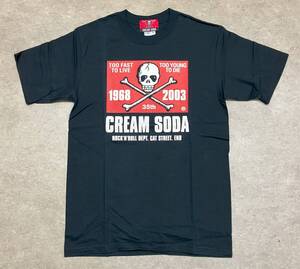 ★未使用★ クリームソーダ 35周年 Tシャツ BLACK Sサイズ ★ 角ドクロ CREAM SODA ピンクドラゴン PINK DRAGON ロックンロール ロカビリー