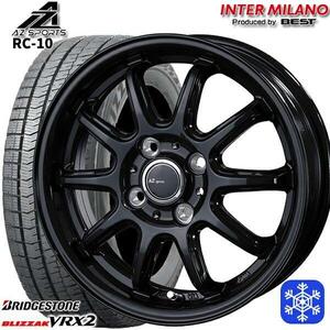 札幌 新品 冬セット AZ-Sports RC10 14x4.5J +45 4H100 ブリヂストン VRX2 155/65R14インチ 軽自動車全般に等