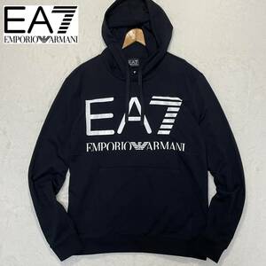 1円〜 極美品 EA7 EMPORIO ARMANI エンポリオアルマーニ ビッグロゴ プルオーバー パーカー フーディー XLサイズ