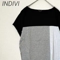 INDIVI Tシャツ カットソー クルーネック モノトーン シンプル ゆったり