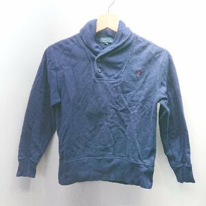 ◇ Polo by Ralph Lauren ハーフボタン キッズ ショールカラー 長袖 トレ－ナ－ サイズ140 ブルー メンズ E