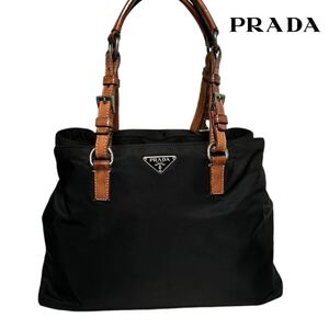 本物保証■極美品■ PRADA プラダ テスートナイロン×レザー ハンドバッグ トートバッグ 肩掛け レディース 