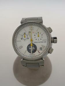 LOUIS VUITTON◆タンブール_ラブリーカップ_クロノグラフ_QZ_SS_39mm/アナログ/-/WHT/SLV/ーー