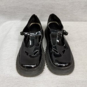 Z1678 CHARLES&KEITH チャールズアンドキース ミッドヒール パンプス ローファー 40 ブラック 厚底 パテント エナメル シューズ