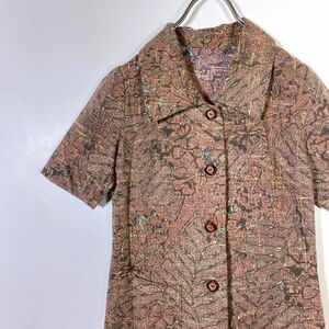 古着 レトロ Vintage ワンピ 昭和 レトロワンピース 70年代80年代 ビンテージ 総柄 おしゃれワンピ レトロボタン