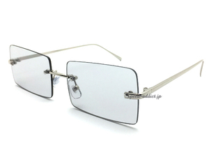 FLAT LENS SQUARE SUNGLASS SILVER × LIGHT SMOKE/フラットレンズスクエアサングラス四角フレーム薄色レンズアイウェア男女兼用uvカット