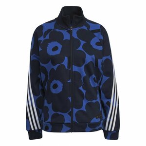 送料込み!! 新品 M adidas(アディダス)×MARIMEKKO(マリメッコ)コラボ 人気のウニッコ柄ジャケット トラックトップ 裏起毛 ブルー/黒 即決