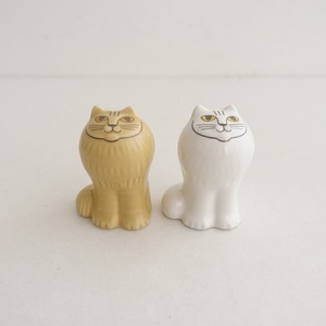 【北欧】美品/リサラーソン Lisa Larson *月のメの猫 ソルト&ペッパー*食器ねこ調味料入れ【陶器】(wa23-2412-16)【10B52】