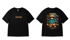 『くまT③』2XL 半袖 ストリート ブラック Tシャツ バックプリント