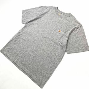 Carhartt ☆ 絶対的定番◎ ロゴ 半袖 ポケット Tシャツ ポケT グレー L 定番 アメカジ ワーク ストリート 古着MIX カーハート■I264