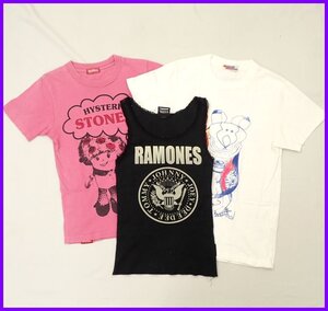 ★HYSTERIC GLAMOUR/ヒステリックグラマー 半袖Tシャツ 2着 + タンクトップ F/レディースXS～S相当/ピンク/ホワイト/ブラック&1016900330