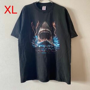 古着 Universal Studios 90s Jaws No Wimps Tee Black XL ユニバーサル スタジオ ジョーズ Tシャツ Movie 映画T Band Rap 映画