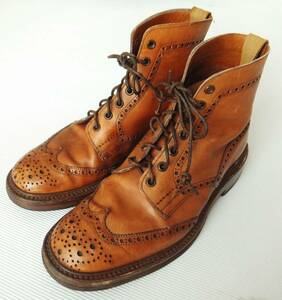 トリッカーズ カントリーブーツ ウイングチップブーツ レースアップ　　ソール張替え済み trickers triker