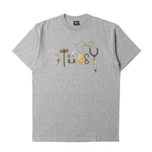 美品 STUSSY ステューシー Tシャツ サイズ:M 00s ブランドロゴ グラフィック クルーネック 半袖Tシャツ ヘザーグレー 00年代 トップス