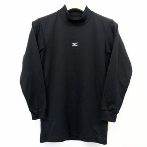 ミズノ mizuno 薄手 プラクティスシャツ トレーニングシャツ 長袖Tシャツ モックネック ロゴプリント スポーツ 服 ポリ100% 150 黒 キッズ