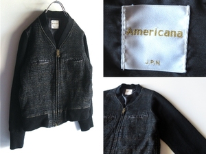 Americana アメリカーナ ツイード/ニット コンビ 切替 ジップ ブルゾン ジャケット 黒 ブラック ドゥーズィエムクラス取扱ブランド