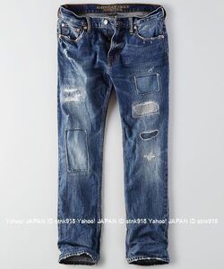 〓ラス2!! アメリカンイーグル/30×30/Slim Straight デニム/Destroyed Medium Wash