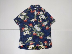 13．USA製 ENGINEERED GARMENTS NEW YORK ネペンテス 総柄 花柄 ボタニカル柄 コットン 半袖ポロシャツ アメリカ製 米国製 メンズM x104