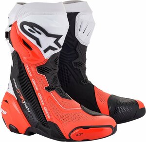 US 6.5 / EU 40 - ブラック/Fluo レッド/ホワイト - ALPINESTARS アルパインスターズ Supertech V ブーツ