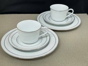 中古品 Noritake White Scapes ノリタケ ホワイト スケープス カップ＆ソーサ＆プレート2客セット