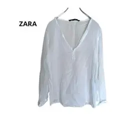 S2812【ZARA ザラベーシック】М　長袖 シアー プルオーバーシャツ