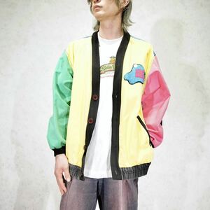 USA VINTAGE SPRIT SPORT CRAZY PATTERNED DESIGN CARDIGAN JACKET/アメリカ古着クレイジーパターンデザインカーディガンジャケット