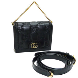 【中古】GUCCI 2WAY ミニ ショルダーバッグ キルティング レザー ブラック 723777